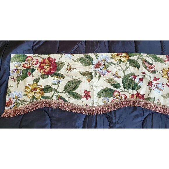 Vtg Waverly Valance Laurel Springs 100% Cotton. Brocade Fringed.Lined.Butterfly - Picture 1 of 10